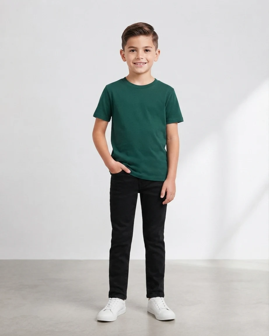 100% Cotton Plain T-Shirt for Kids – Forest Green
